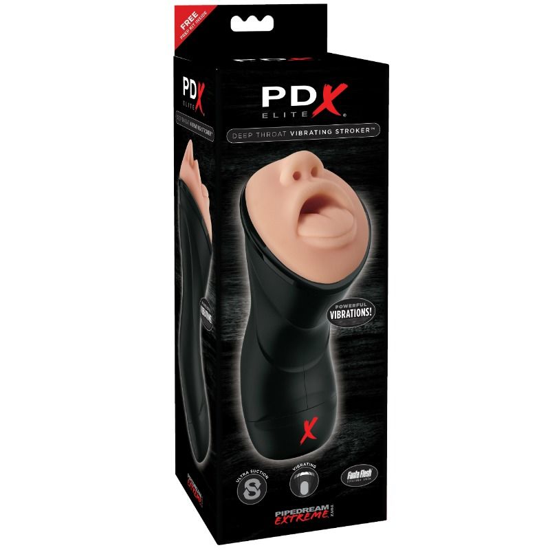 PDX ELITE - REALISTIC DEEP THROAT VIBRATING STROKER