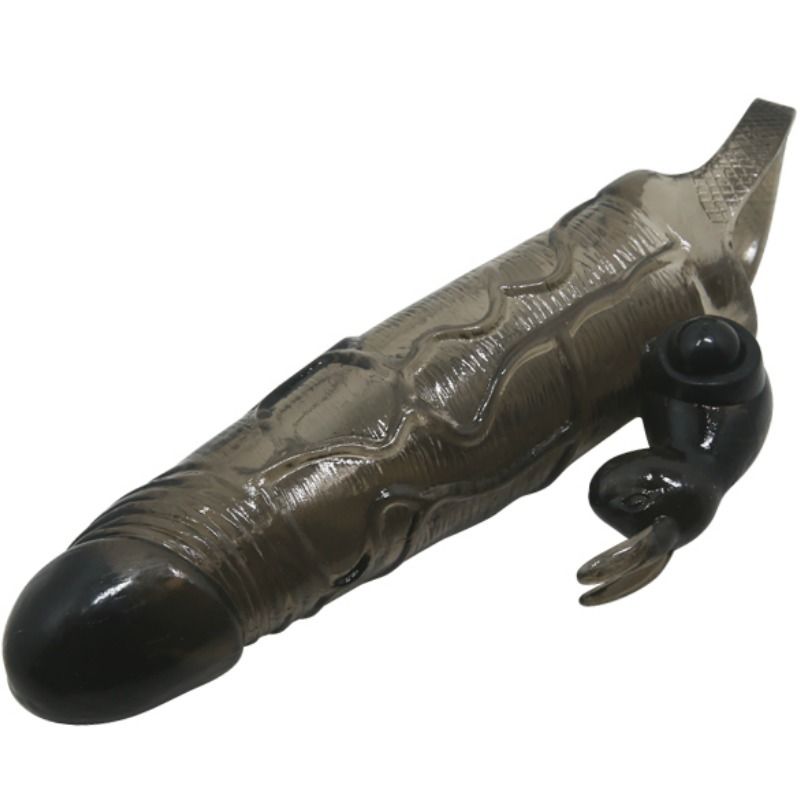 DANCE - BRAVE MAN REALISTIC PENIS SHEATH WITH RABBIT 16.5 CM BLACK