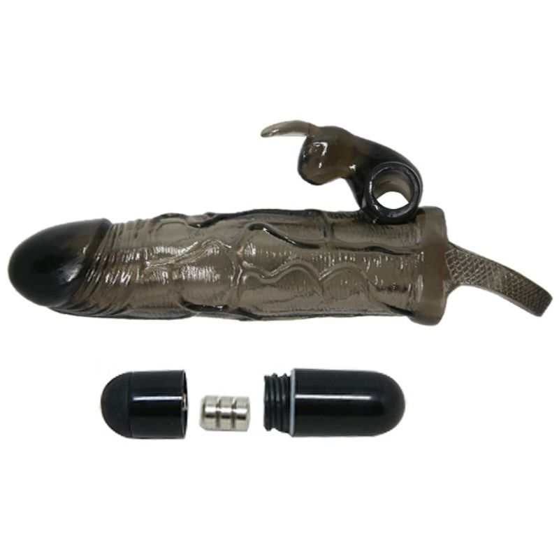 DANCE - BRAVE MAN REALISTIC PENIS SHEATH WITH RABBIT 16.5 CM BLACK