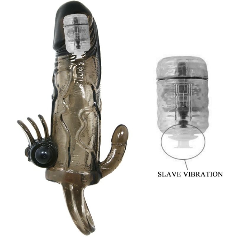 DANCE - BRAVE MAN ANAL AND CLITORIS VIBRATOR PENIS SLEEVE 16.5 CM BLACK