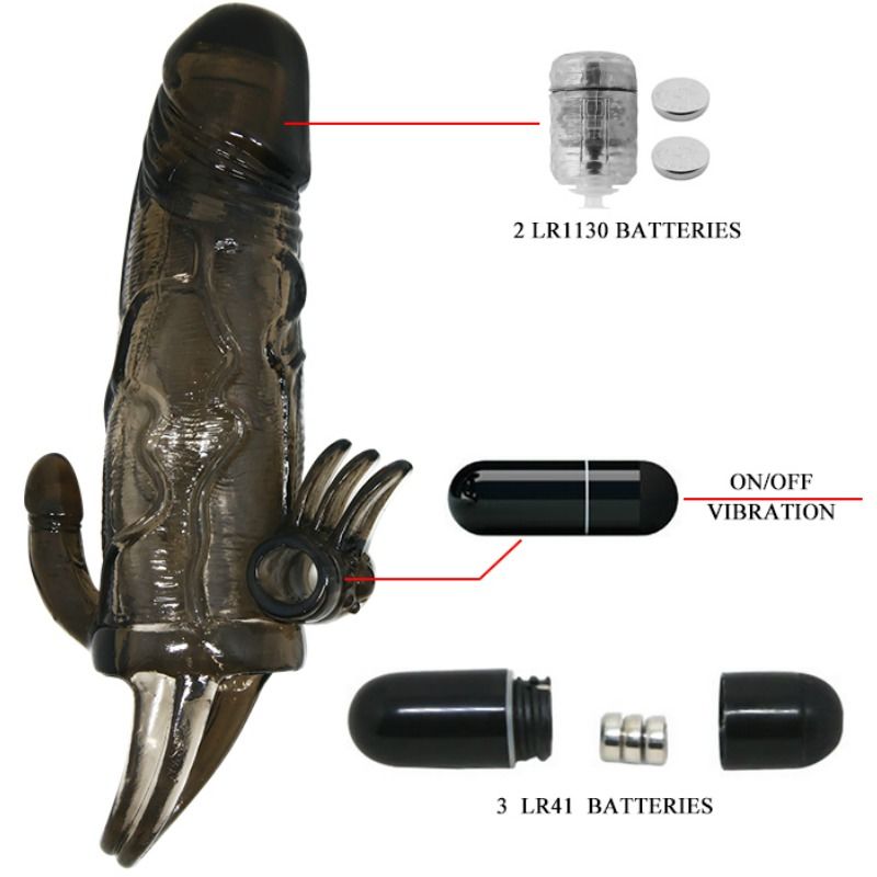 DANCE - BRAVE MAN ANAL AND CLITORIS VIBRATOR PENIS SLEEVE 16.5 CM BLACK