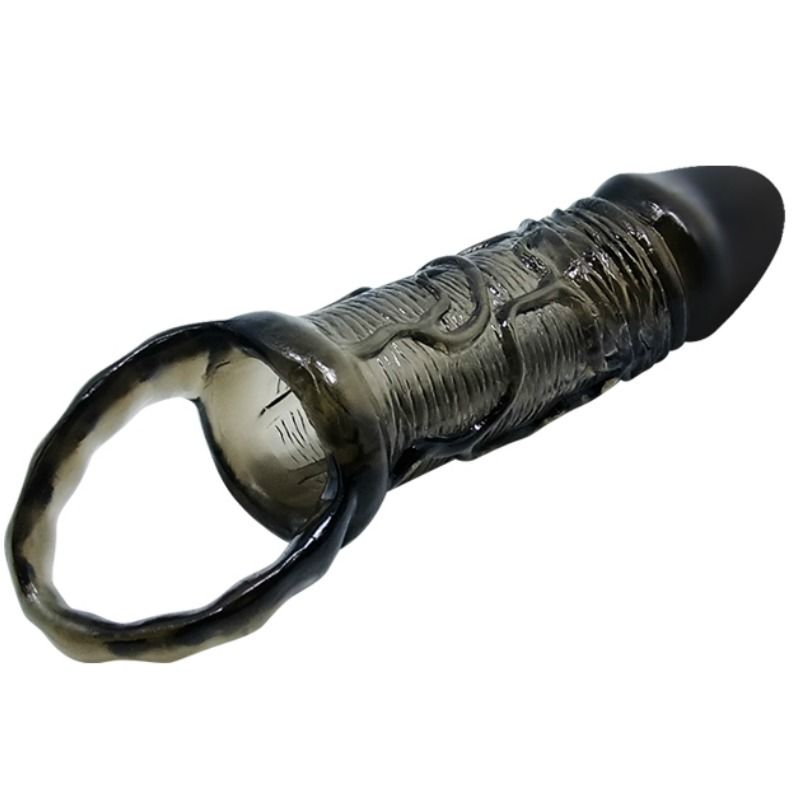 BAILE - PENIS EXTENSION SLEEVE WITH STRAP FOR TESTICLES BLACK 13.5 CM