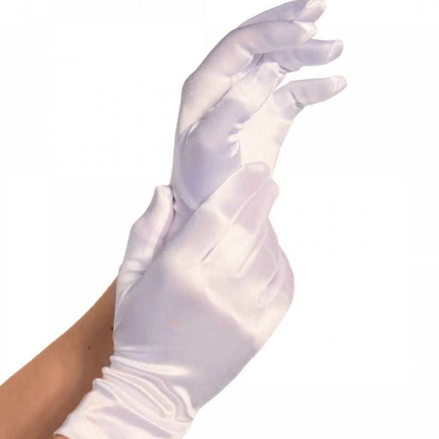 LEG AVENUE - WHITE SATIN GLOVES