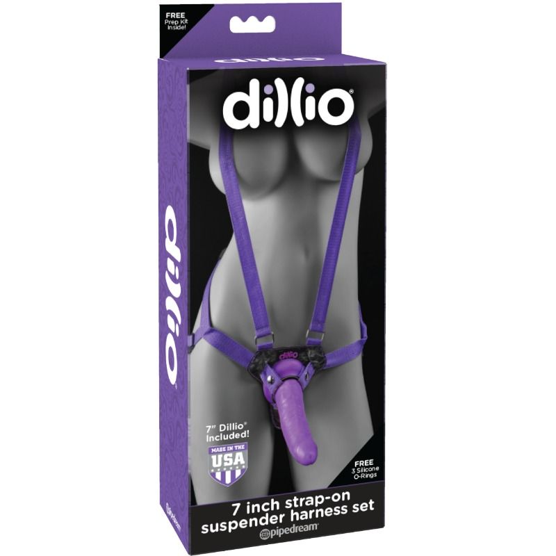 DILLIO - STRAP-ON HARNESS WITH STRAPS AND 17.8 CM DILDO