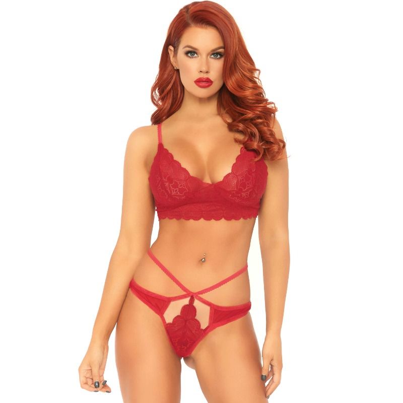 LEG AVENUE - SET 2 PIEZAS CON TANGA DOBLE TIRANTA S/M ROJO