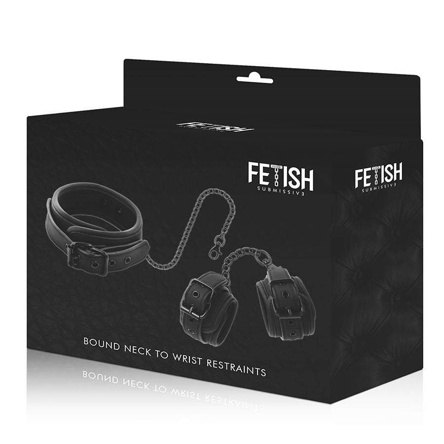 FETISH SUBMISSIVE - VEGAN LEATHER COLLAR AND HANDCUFFS WITH NOPRENE LINING