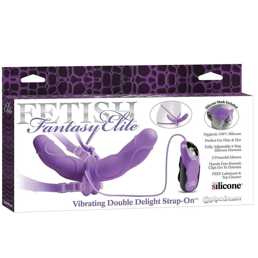 FETISH FANTASY ELITE - DOUBLE LILAC DOUBLE VIBRATOR HARNESS 11.5CM