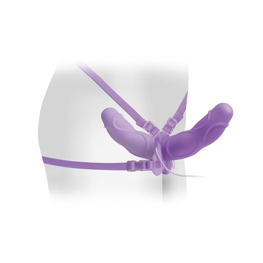 FETISH FANTASY ELITE - DOUBLE LILAC DOUBLE VIBRATOR HARNESS 11.5CM