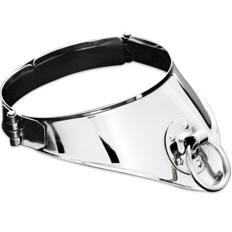 HARD METAL - RESTRICTION COLLAR WITH RING AND PADLOCK 12.5 CM