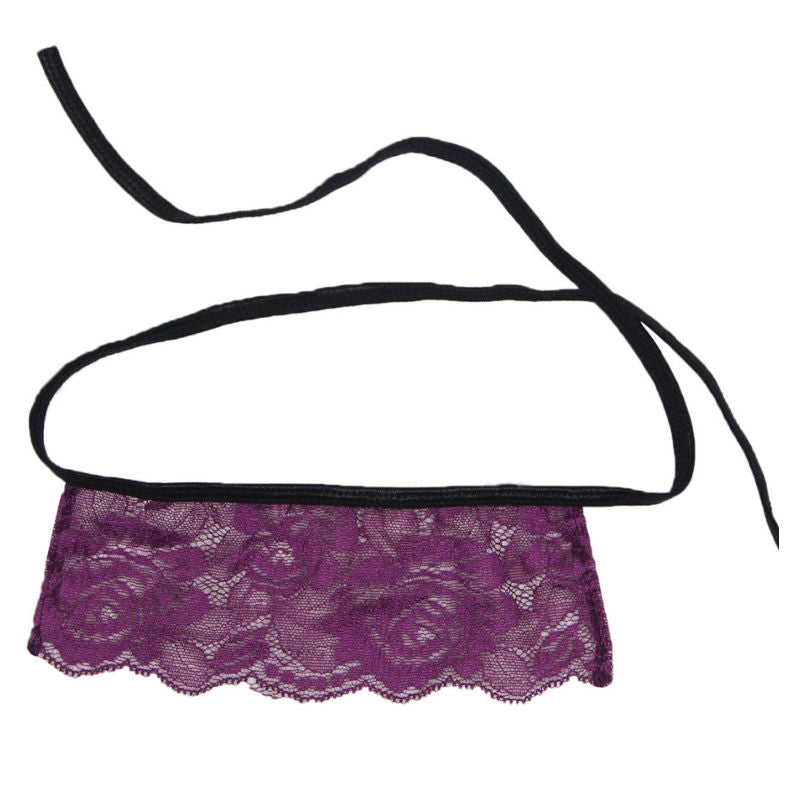 SUBBLIME - BLACK AND PURPLE CORSET THONG AND MASK S/M