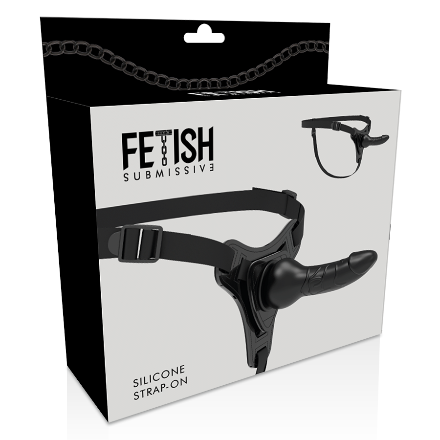 FETISH SUBMISSIVE HARNESS - SILICONA NEGRO REALISTIC 16 CM