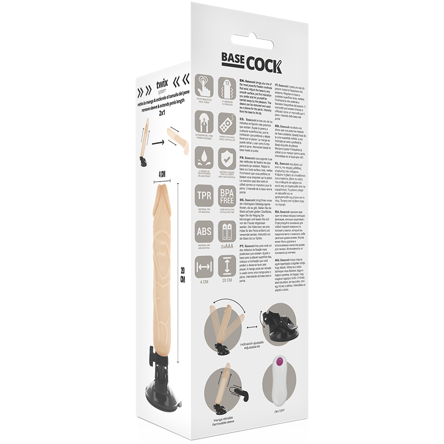 BASECOCK - REALISTIC VIBRATOR NATURAL REMOTE CONTROL 20 CM -OR- 4 CM