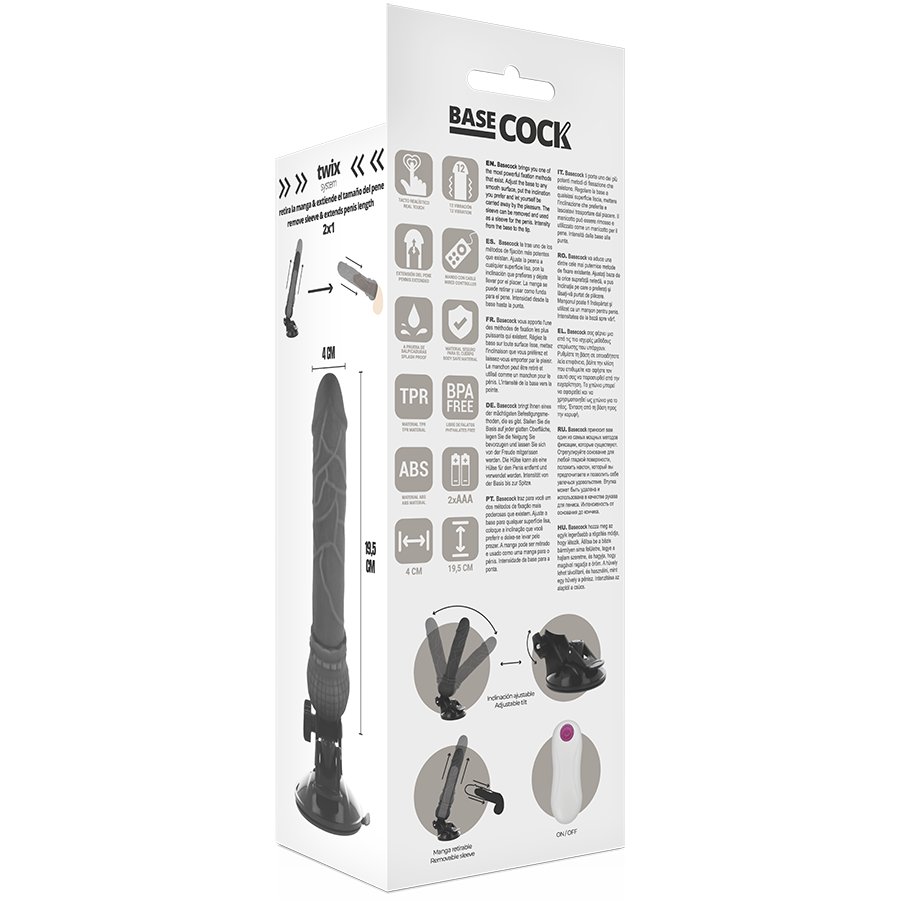 BASECOCK - REALISTIC VIBRATOR NATURAL REMOTE CONTROL 19.5 CM -O- 4 CM