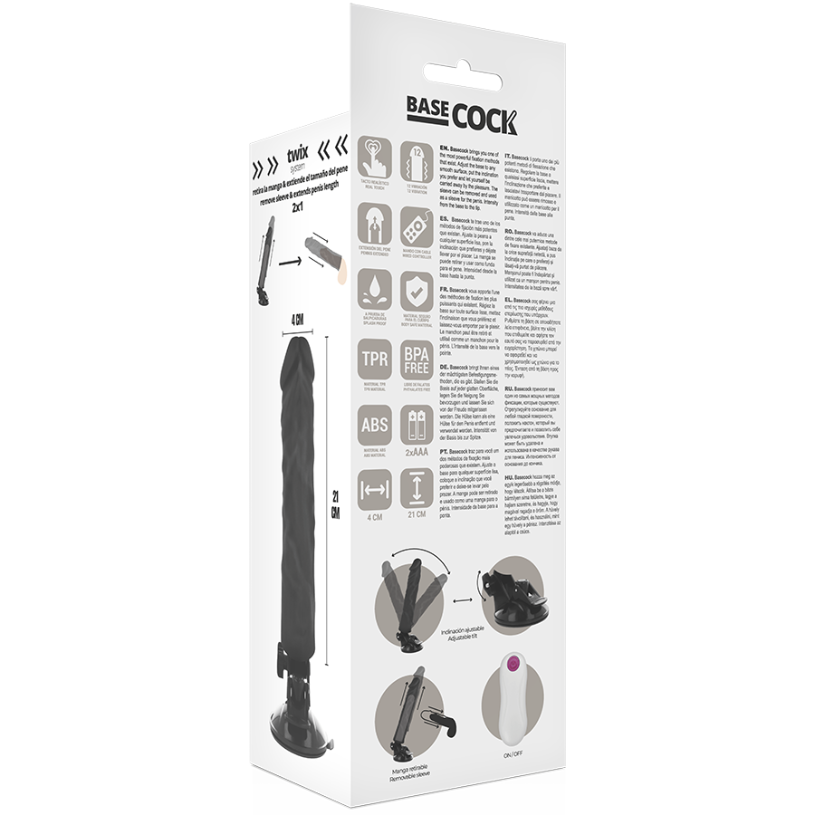 BASECOCK - VIBRADOR REALISTICO CONTROL REMOTO NATURAL 21 CM -O- 4 CM