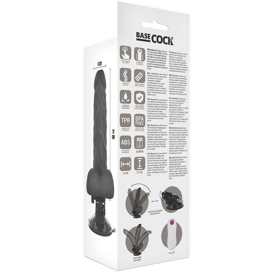 BASECOCK - NATURAL REMOTE CONTROL ARTICULABLE VIBRATOR 21 CM -OR- 5 CM