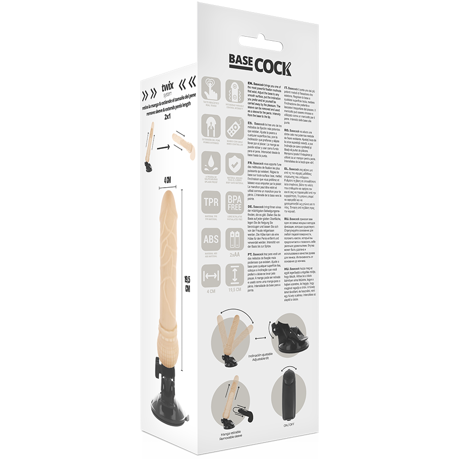 BASECOCK - REALISTIC VIBRATOR NATURAL REMOTE CONTROL 19.5 CM -O- 4 CM