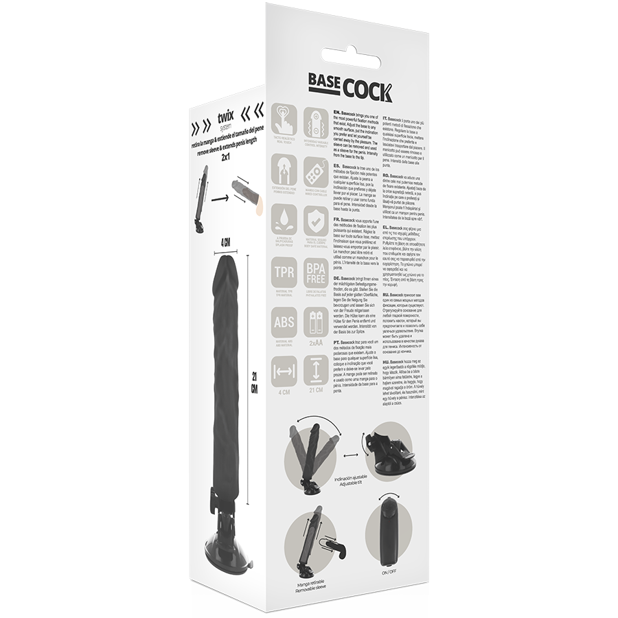 BASECOCK - VIBRADOR REALISTICO CONTROL REMOTO NATURAL 21 CM -O- 4 CM