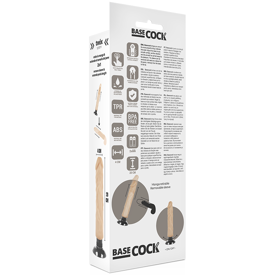 BASECOCK - REALISTIC VIBRATOR 2-1 NATURAL 20 CM -O- 4 CM