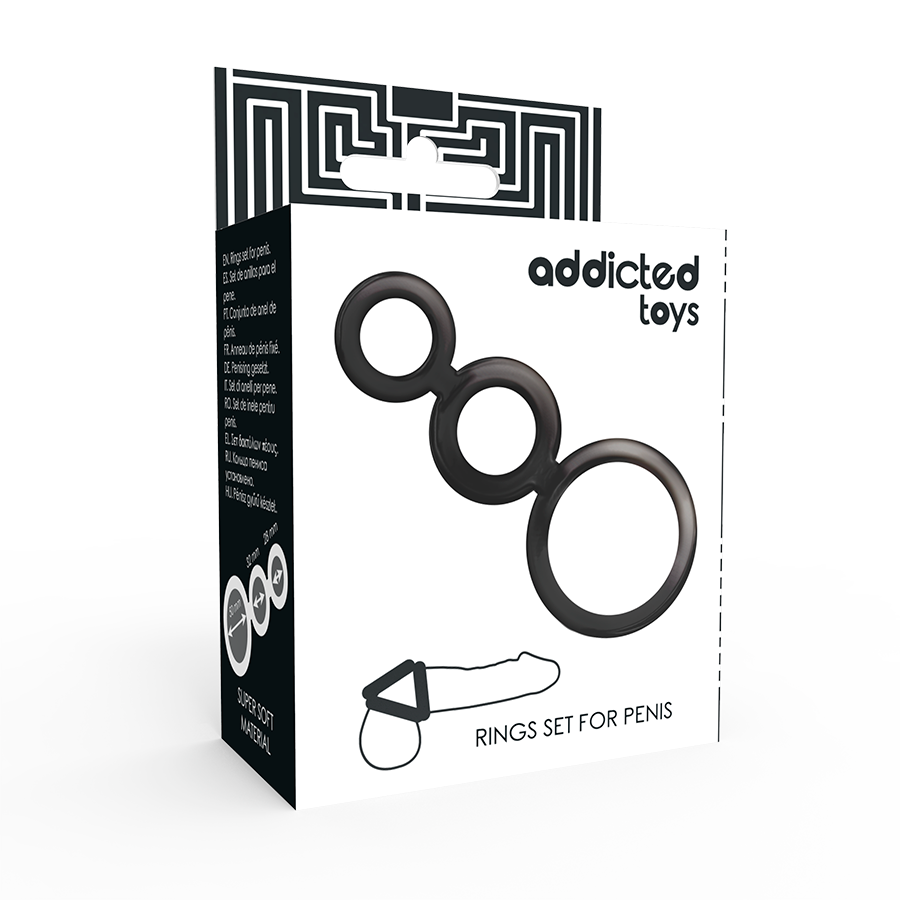 ADDICTED TOYS - PENIS AND TESTICLE RING SET - SMOKE