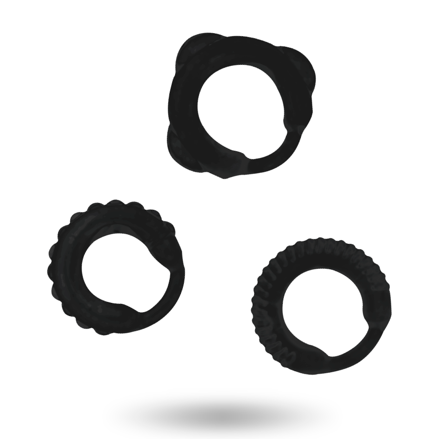 ADDICTED TOYS - SET OF 3 BLACK PENIS RINGS