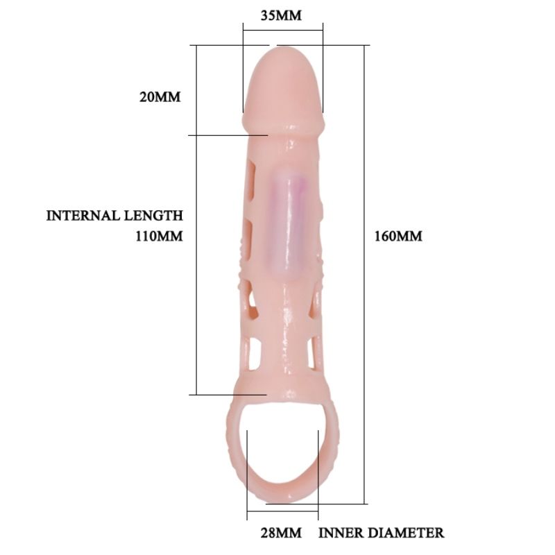 BAILE - VIBRATING PENIS EXTENSION SLEEVE WITH NATURAL STRAP 13.5 CM