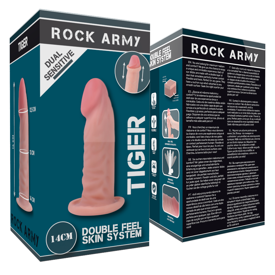 ROCKARMY - DUAL DENSITY TIGER DILDO REALISTA 14 CM -O- 4.46 CM