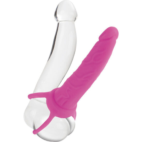 CALEXOTICS - DUAL PENETRATOR DILDO WITH PINK HARNESS