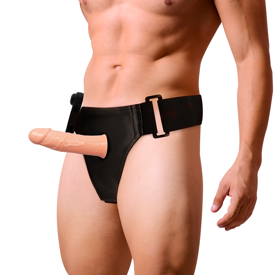 HARNESS ATTRACTION - GREGORY HOLLOW HARNESS WITH VIBRATOR 16.5 CM -OR- 4.3 CM