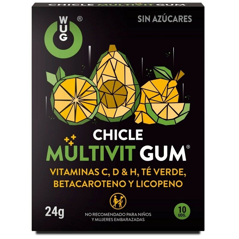 WUG GUM - MULTIVIT GUM VITAMIN C, H, D, BETACAROTENE, LYCOPENE AND GREEN TEA 10 UNITS