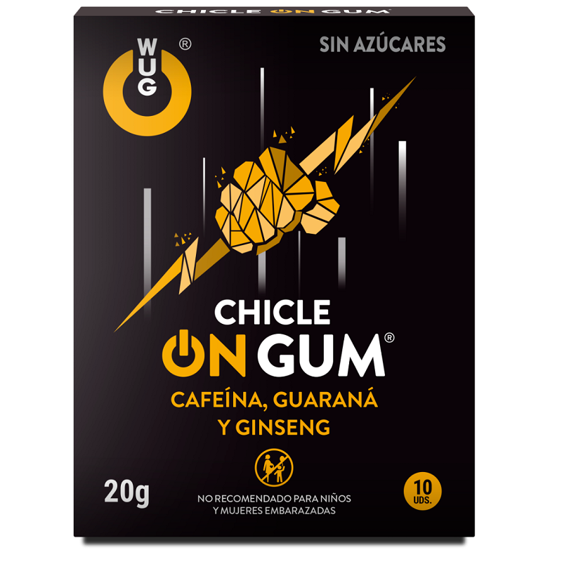 WUG GUM - ON GUM CAFFEINE, GINSENG AND GUARANA 10 UNITS