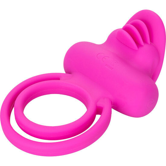 CALEXOTICS - DUAL CLIT FLICKER ENHANCER DOUBLE VIBRATING RING IN PINK SILICONE