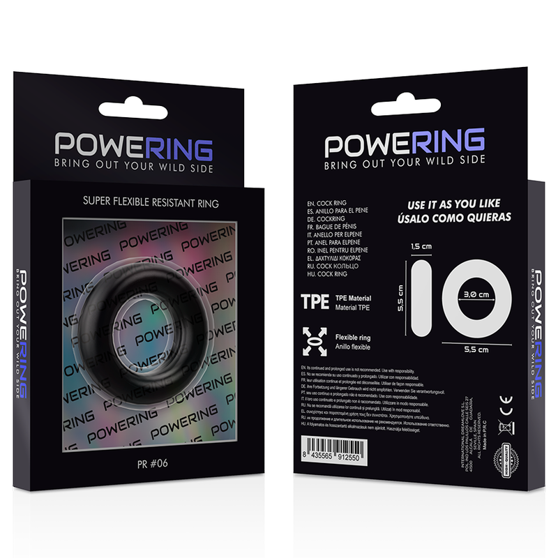 POWERING - SUPER FLEXIBLE Y RESISTENTE ANILLO PENE  5.5CM PR06 NEGRO