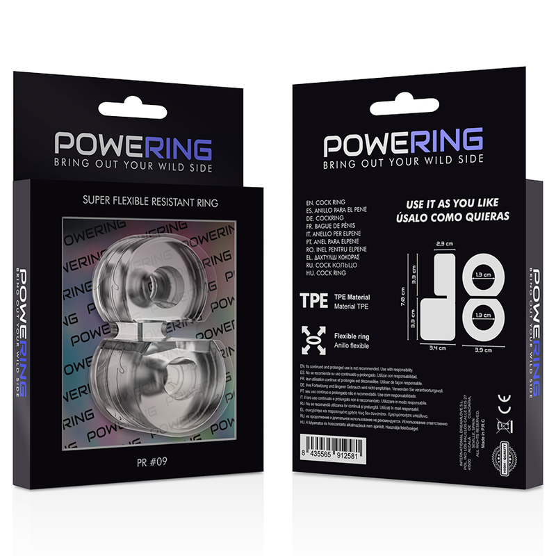 POWERING - SUPER FLEXIBLE AND RESISTANT DOUBLE PENIS RING PR09 CLEAR