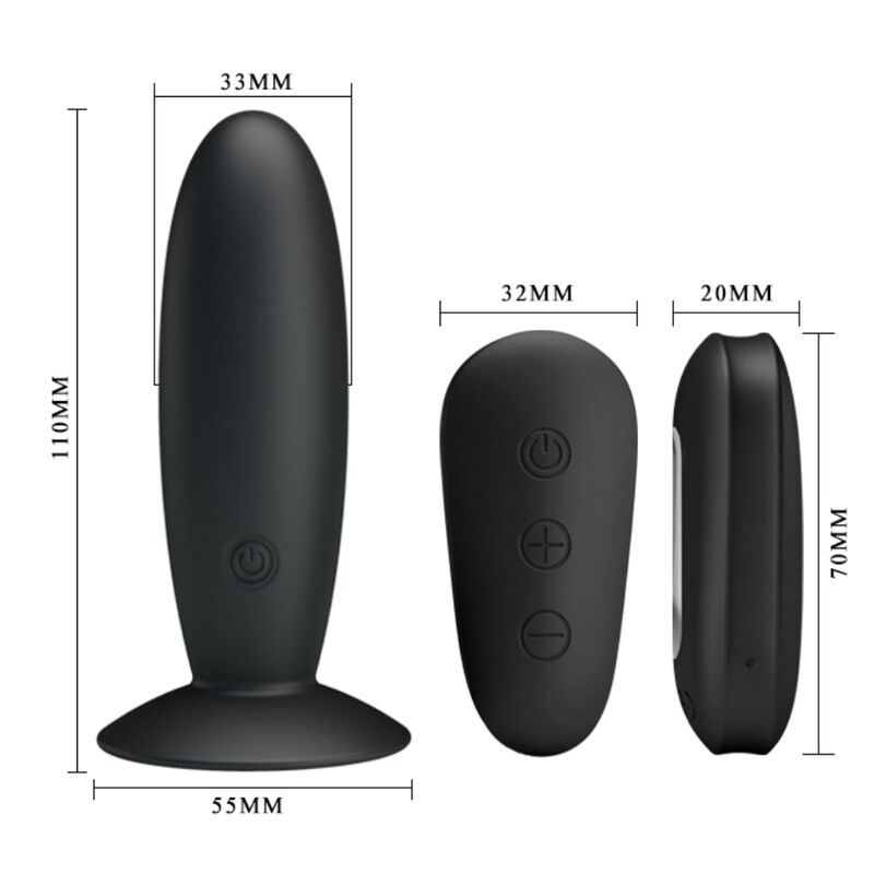 MR PLAY - BLACK VIBRATING ANAL PLUG WITH REMOTE CONTROL