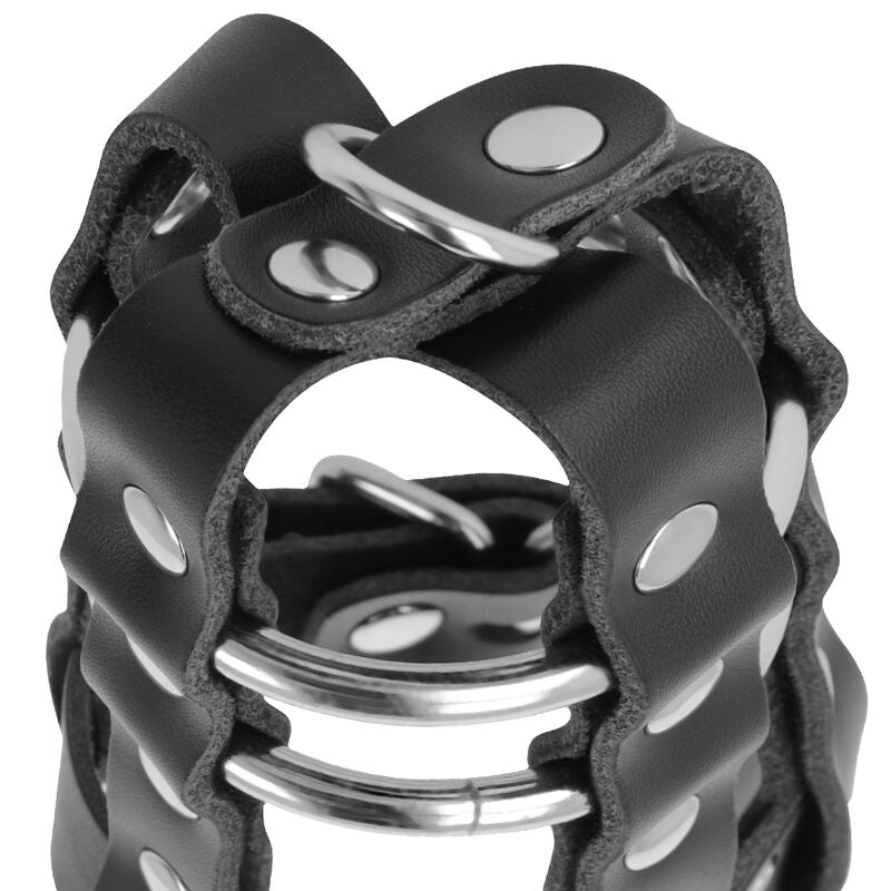 DARKNESS - LEATHER CHASTITY CAGE WITH PADLOCK