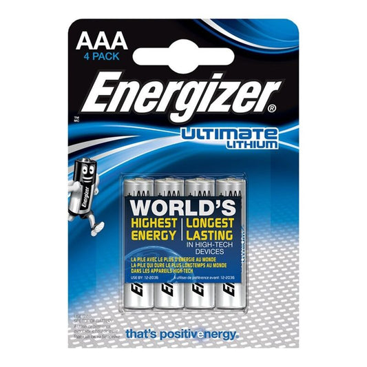 ENERGIZER - ULTIMATE LITHIUM AAA LITHIUM BATTERY L92 LR03 1.5V BLISTER*4