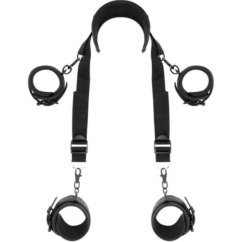 FETISH SUBMISSIVE - MASTER POSITION WITH 4 NON-PRENE LINING HANDCUFFS